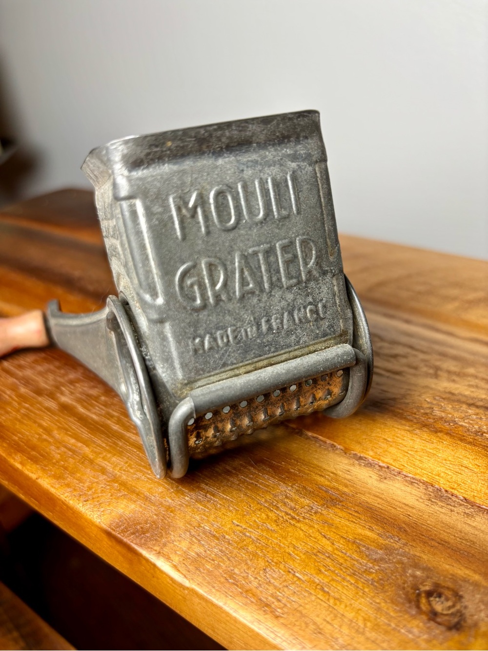 Vintage Mouli mechanical hand grater Made in France mid-century wooden handle